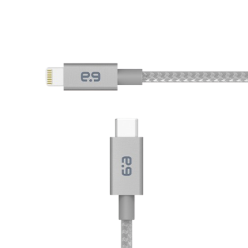 Puregear 普格爾 MFI認證-雙倍強韌系列-編織金屬充電傳輸線 For Type-C to Apple Lightning - 銀