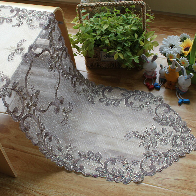 新品韓式蕾絲刺繡布藝茶幾布桌旗鞋櫃五斗櫃餐邊櫃防塵蓋布裝飾巾