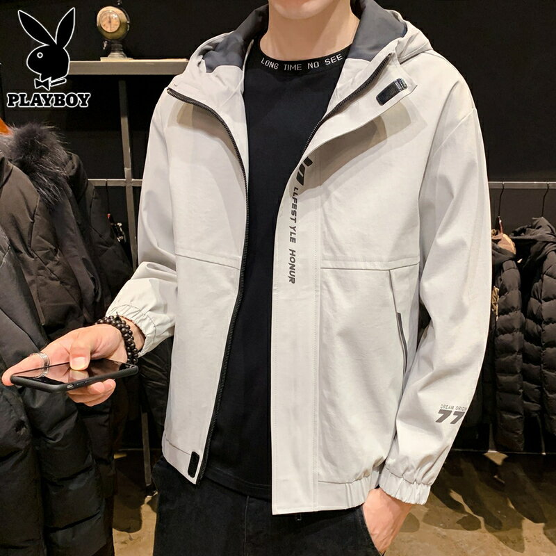 花花公子外套男士2022春季新款韓版痞帥上衣服潮流潮牌休閑夾克男