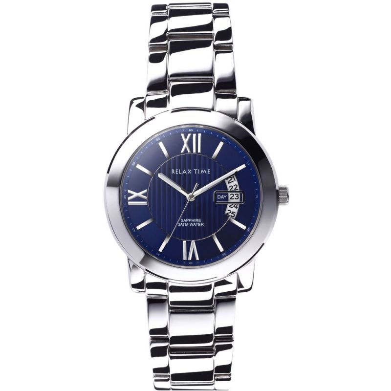 RELAX TIME 三針日期銀x藍腕錶(RT-36-5L) 32mm