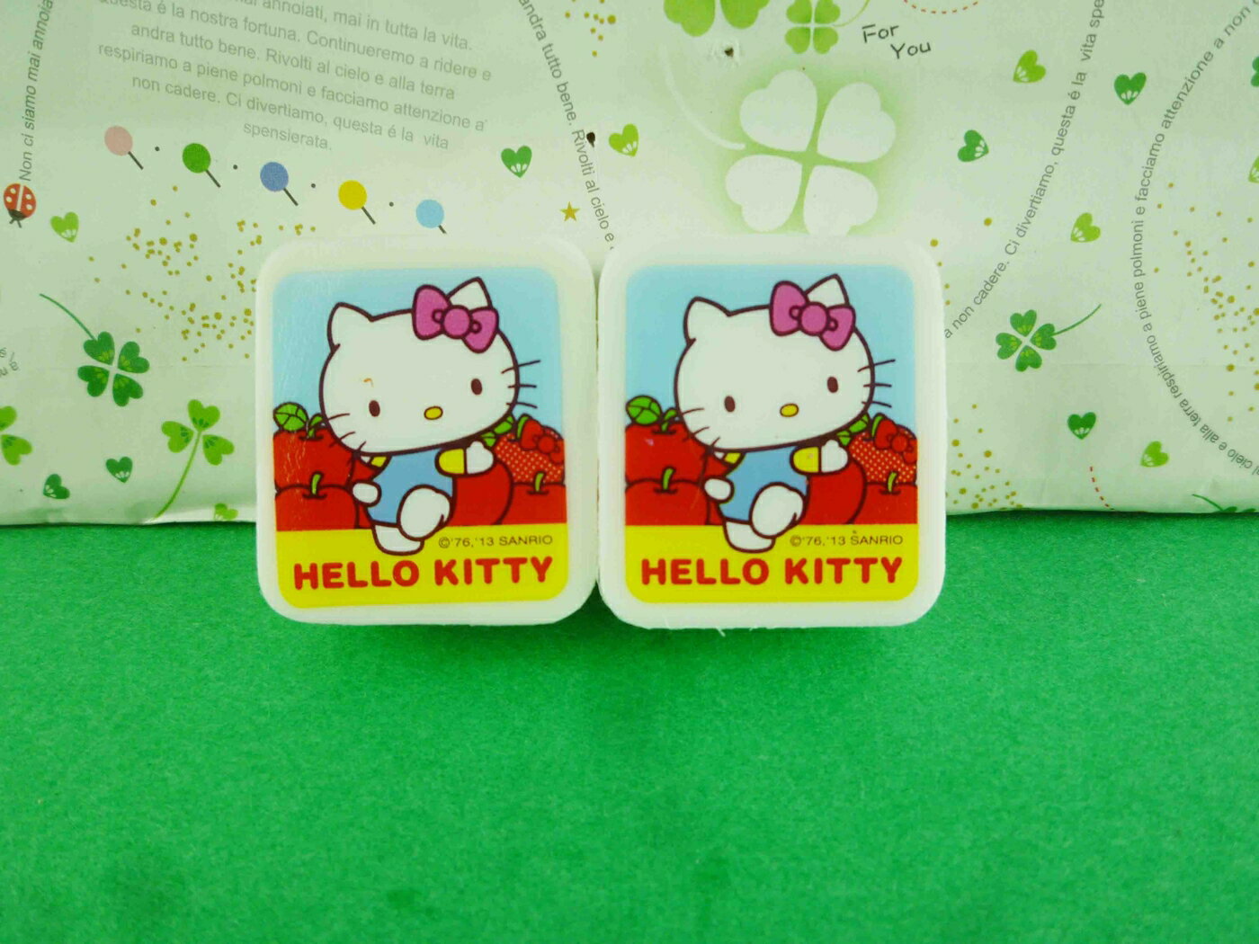 【震撼精品百貨】Hello Kitty 凱蒂貓 橡皮擦組-2入方蘋果圖案 震撼日式精品百貨