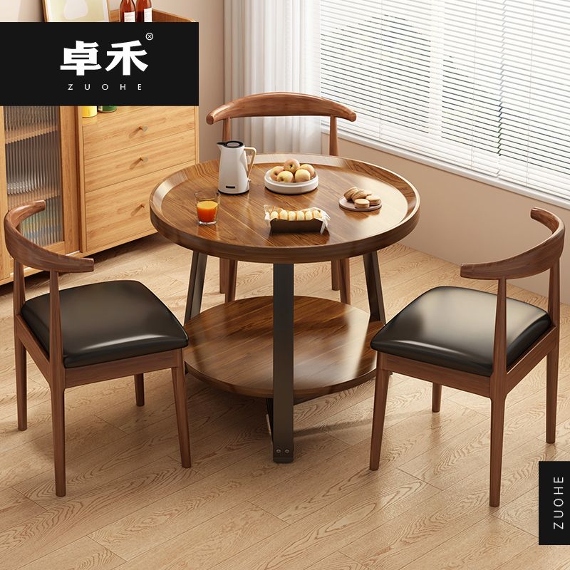 公司貨 免運/開發票 卓禾圓桌小戶型休閑陽臺餐桌椅組合咖啡廳奶茶店桌子接待洽談飯桌 桌椅組合 快速出貨P