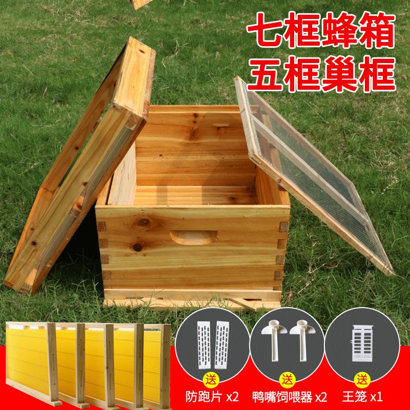 【可開發票】 特價中✅蜂箱 七框蜜蜂蜂箱5個帶框成品巢礎片蜂巢蜜蜂全套蜂箱養蜂工具