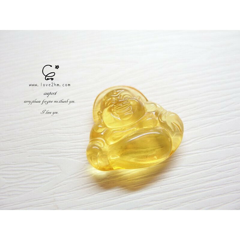 蜜蠟/琥珀 彌勒菩薩-雕刻墜 2905 /水晶飾品/ [晶晶工坊-love2hm]