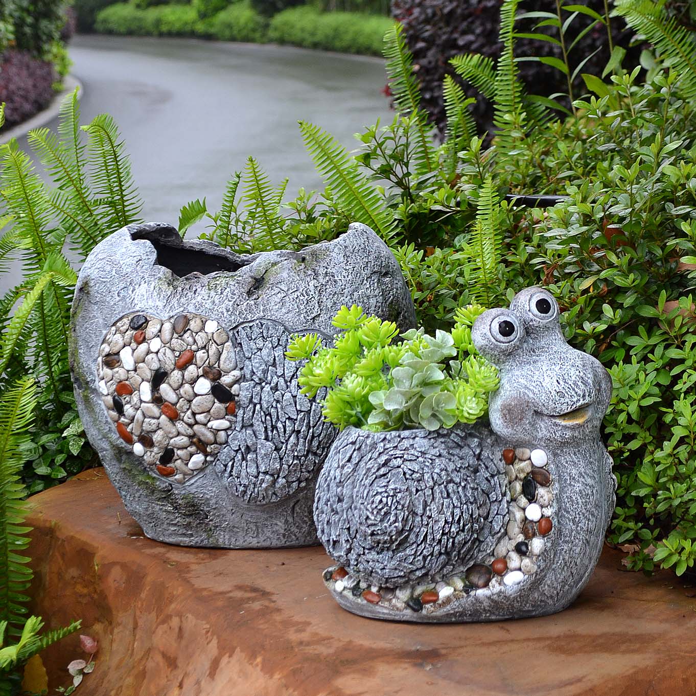 戶外創意草坪裝飾品別墅園林庭院房子蝸牛雕塑花園微景觀花盆擺件