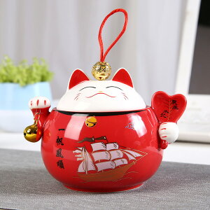 陶瓷招財貓小擺件發財貓茶葉罐創意家居裝飾儲物罐客廳辦公室禮品