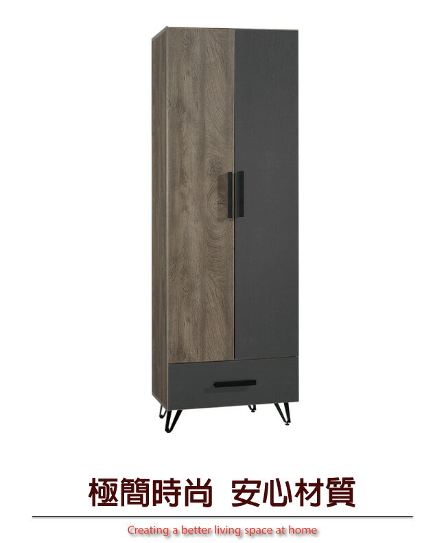 【綠家居】傑赫拉 現代2.5尺二門單抽衣櫃/收納櫃