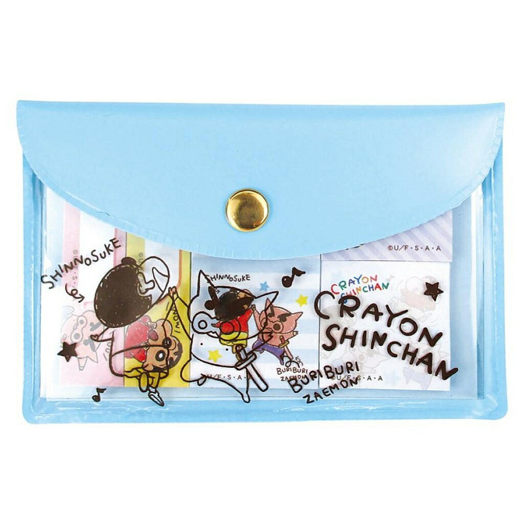 【震撼精品百貨】蠟筆小新 Crayon Shin-chan 蠟筆小新 N次貼附收納袋-藍 #07858 震撼日式精品百貨