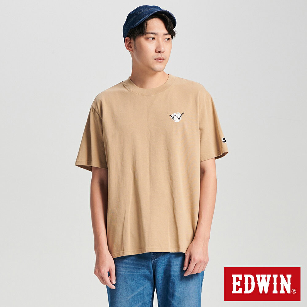 EDWIN 男款 紅日W印花寬版短袖T恤 (淺卡其)