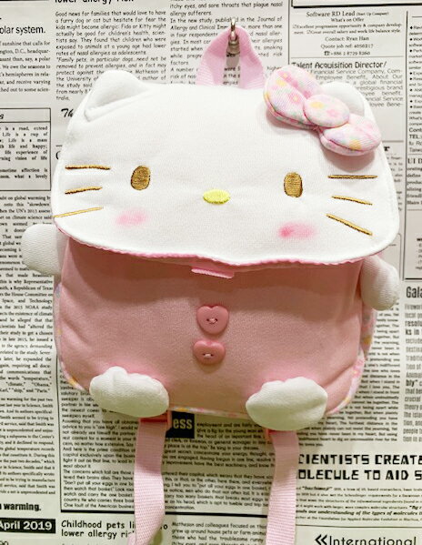 【震撼精品百貨】Hello Kitty 凱蒂貓 日本SANRIO三麗鷗KITTY造型後背包-粉花*36083 震撼日式精品百貨