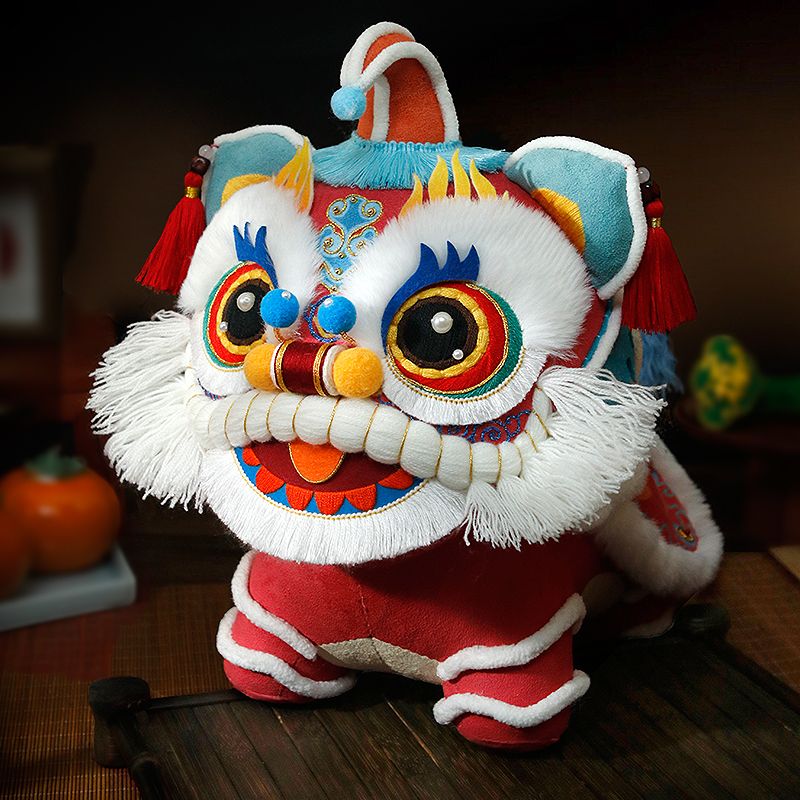 免運 刺繡手工diy材料包自制傳統中國風立體大醒獅布藝玩偶創意禮物-快速出貨