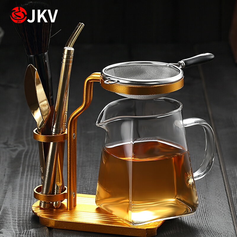 耐熱玻璃公道杯加厚茶海分茶器茶漏支架公杯一體濾茶功夫茶具配件