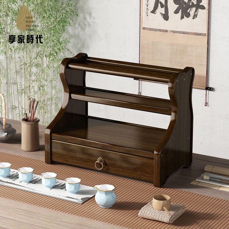 免運 速發 博古架 置物架 桌面茶具架茶架多寶閣實木中式簡約紫砂壺擺放架 收納xj7281