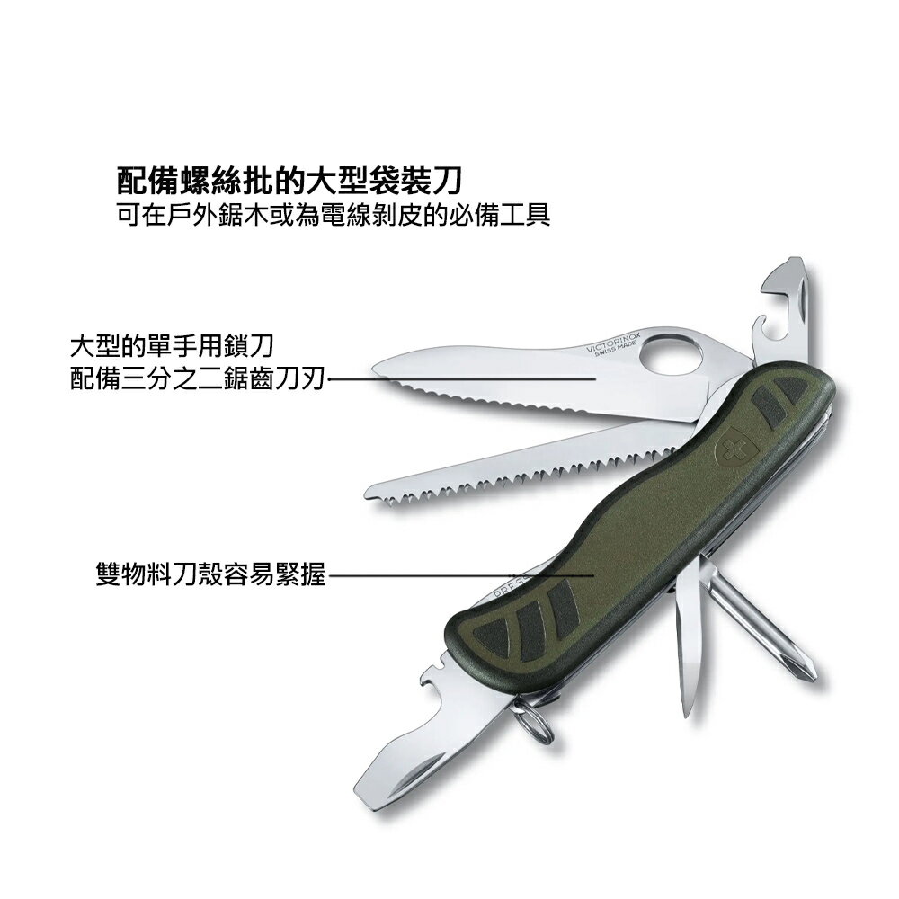 VICTORINOX 瑞士維氏 瑞士刀 Swiss Soldiers Knife 111mm/10用 墨綠黑邊 0.8461.MWCH 4