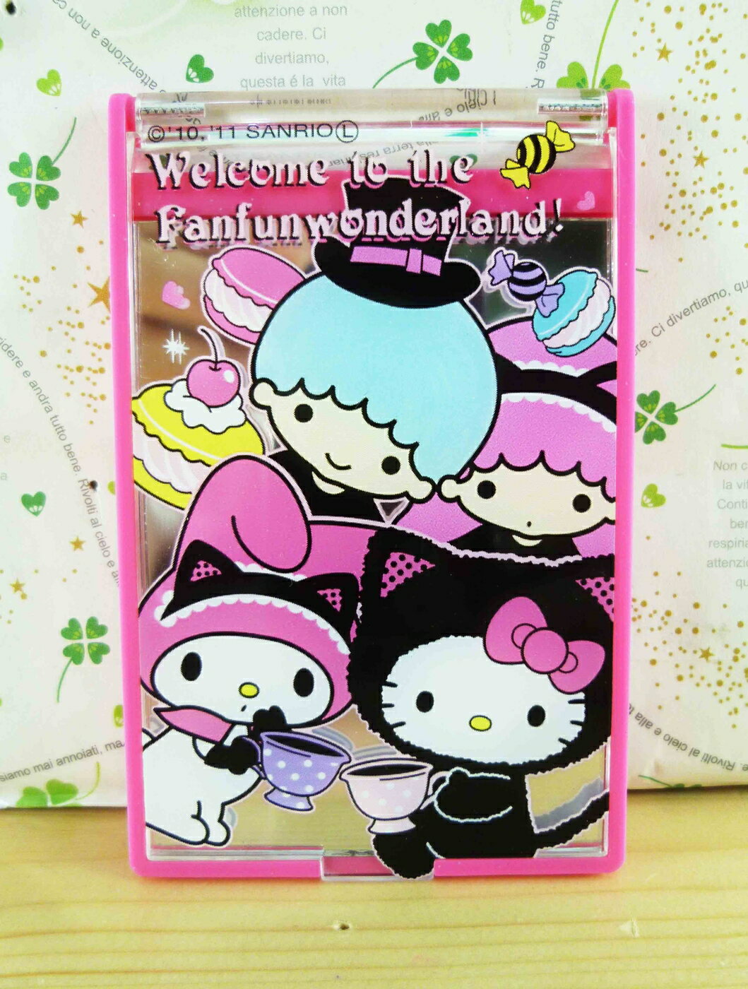 【震撼精品百貨】Hello Kitty 凱蒂貓-摺疊鏡-粉Mix 震撼日式精品百貨