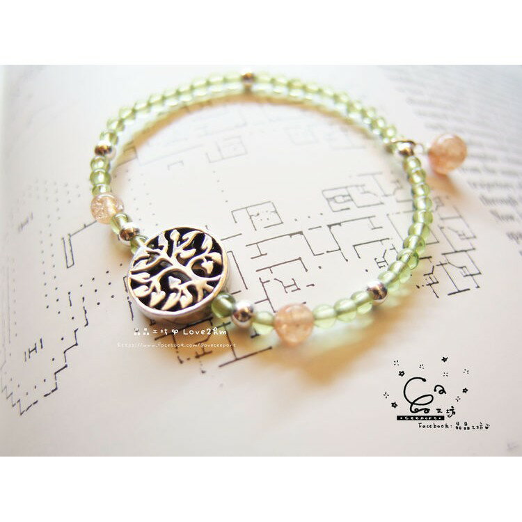 果/橄欖石/太陽石/水晶手鍊/925純銀/[晶晶工坊-love2hm]