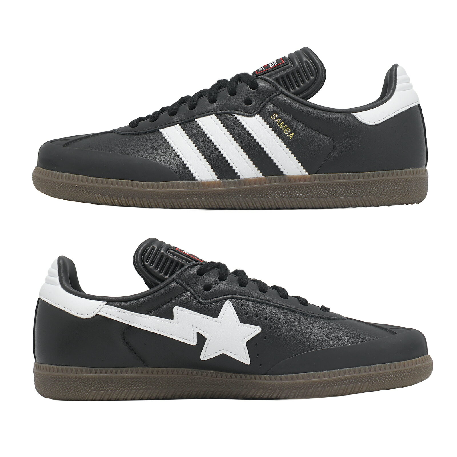adidas 愛迪達 休閒鞋 Samba Bape 男鞋 女鞋 黑 白 BAPE 聯名款 德訓鞋 JR9246