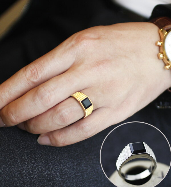 歐美鈦鋼戒指男金色銀色時尚朋克食指戒子寶石飾品刻字不褪色