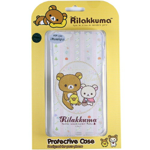 Rilakkuma 拉拉熊/懶懶熊 iPhone 6 Plus (5.5吋) 彩繪透明保護軟套-花草優雅熊