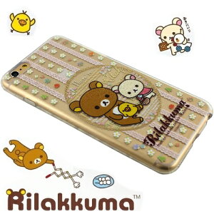 Rilakkuma 拉拉熊/懶懶熊 Apple iPhone 6 (4.7吋) 彩繪透明保護軟套-花草優雅熊