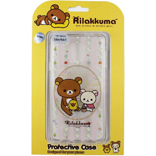 Rilakkuma 拉拉熊/懶懶熊 Samsung Galaxy Note 4 彩繪透明保護軟套-花草優雅熊