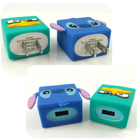 【Disney】可愛造型充電轉接插頭 USB充電器-泰瑞/史迪奇 0