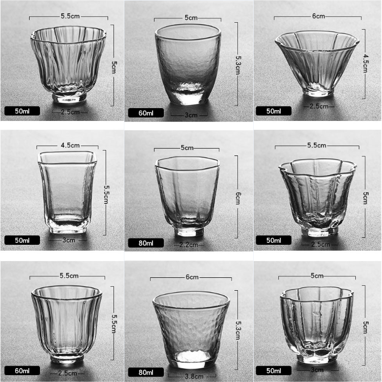 下標請咨詢~耐熱玻璃品茗杯家用加厚玻璃水杯日式茶具耐高溫小茶杯酒杯小品杯