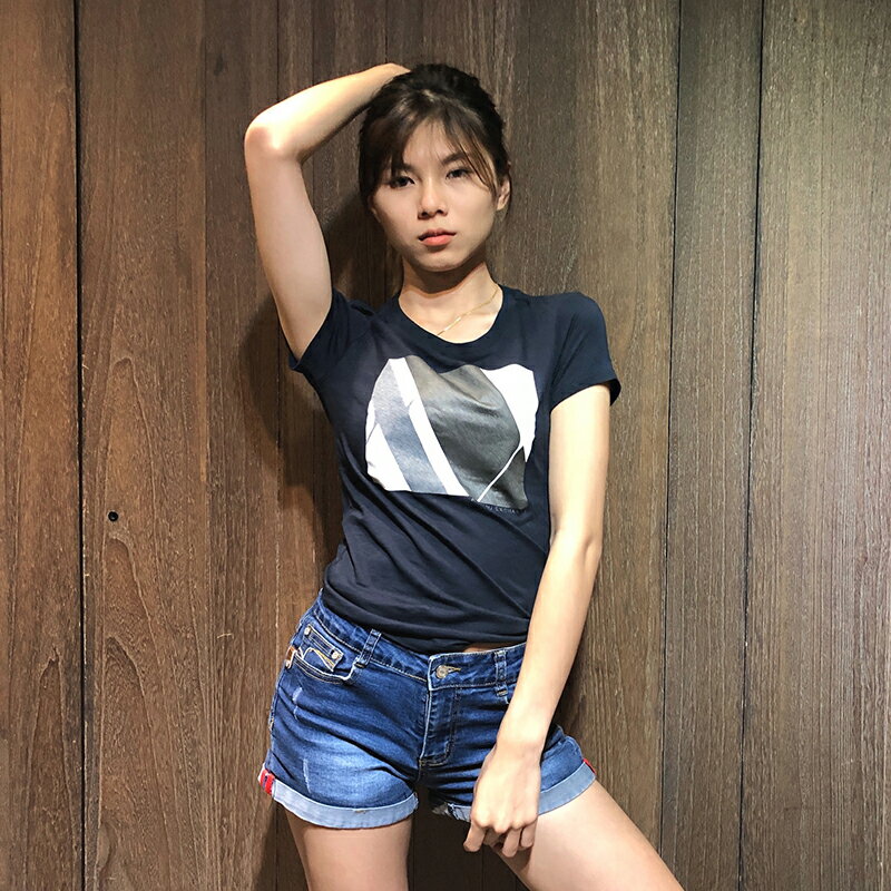 美國百分百【全新真品】Armani Exchange T恤 AX 短袖 logo T-shirt 女款 深藍 AI50
