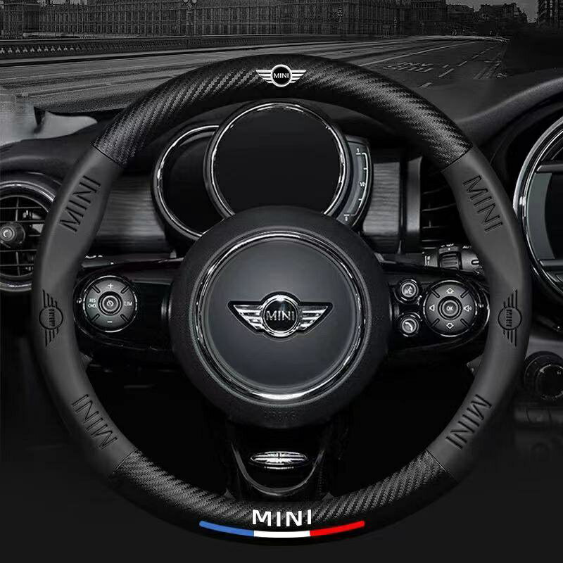 【優選百貨】汽車碳纖維方向盤套 寶馬Mini Cooper S JCW One D Countryman R50R53R56F54