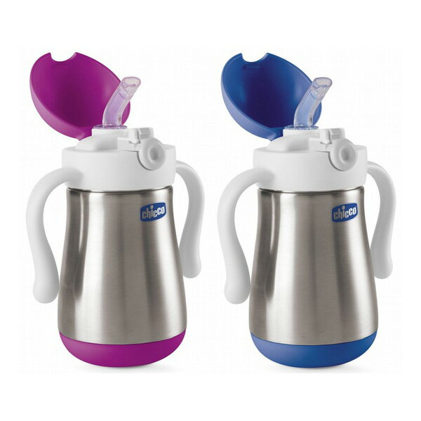 Chicco 不鏽鋼吸管練習杯237ml-粉/藍【悅兒園婦幼生活館】