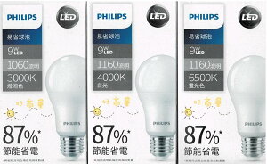 PHILIPS 飛利浦 LED 9W 燈泡 E27 球泡 全電壓 白光/自然光/黃光 易省