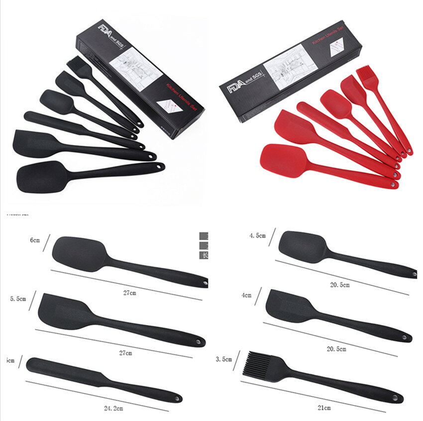 Silicone Mixing Batter Scraper Spatula set 矽膠奶油刮刀刷子