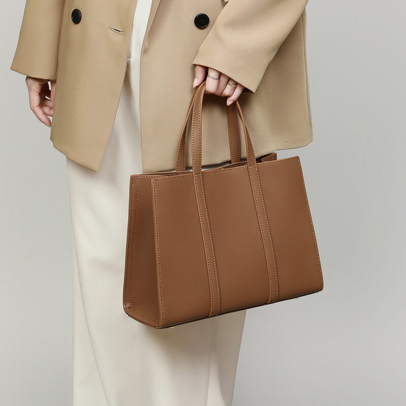 Viney包包百搭新款托特包手提大容量高級感洋氣時尚單肩真皮女包
