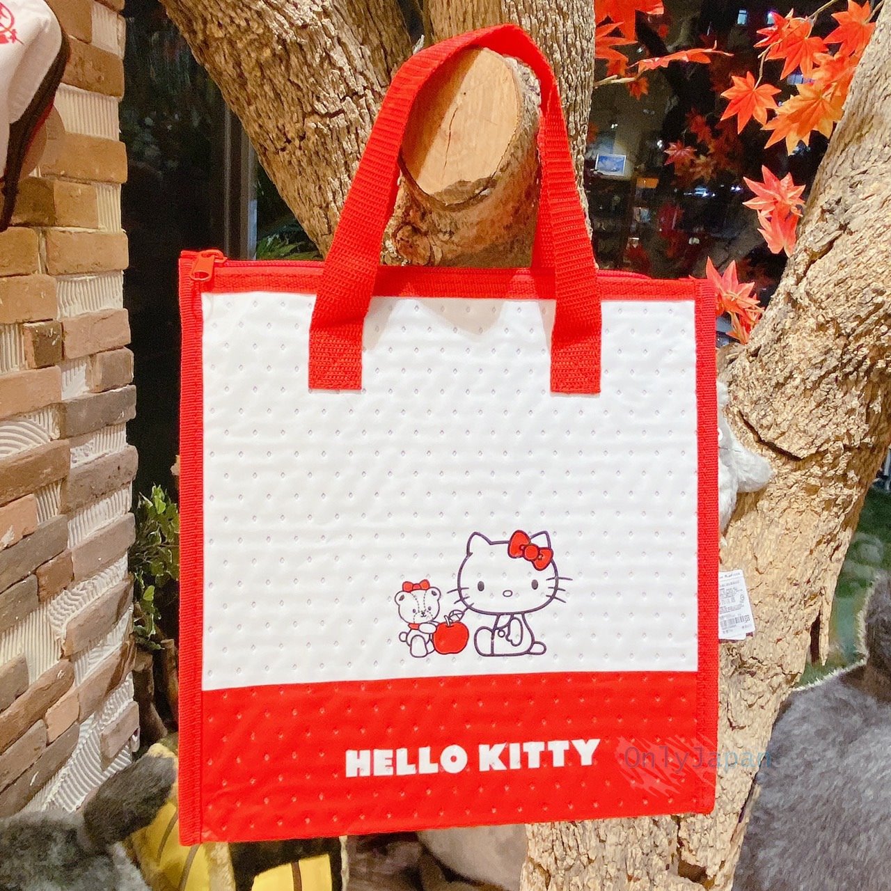 真愛日本 不織布提袋 保冷提袋 kitty 凱蒂貓小圖紅白 便當袋 保冷袋 提袋 手提袋 餐帶 野餐袋