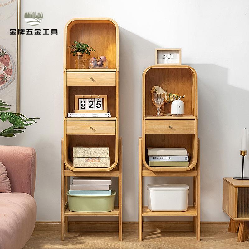 儲物櫃 收納櫃 家用簡易書架置物架落地創意實木網紅書櫃簡約客廳多層靠墻收納櫃 八折下殺wy27