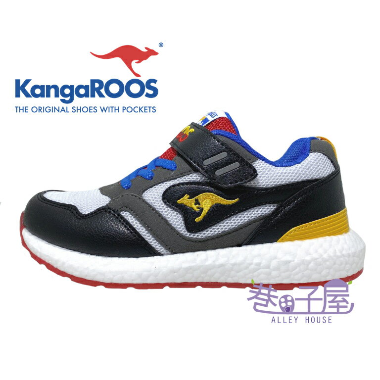 KangaROOS美國袋鼠鞋 童款RACER EVO 科技運動機能跑鞋 [KK11318] 黑白灰【巷子屋】