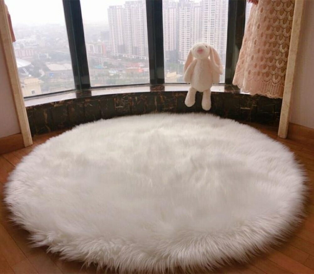 地毯鋪滿可愛圓形ins風梳妝臺羊毛地墊臥室毛毛地毯