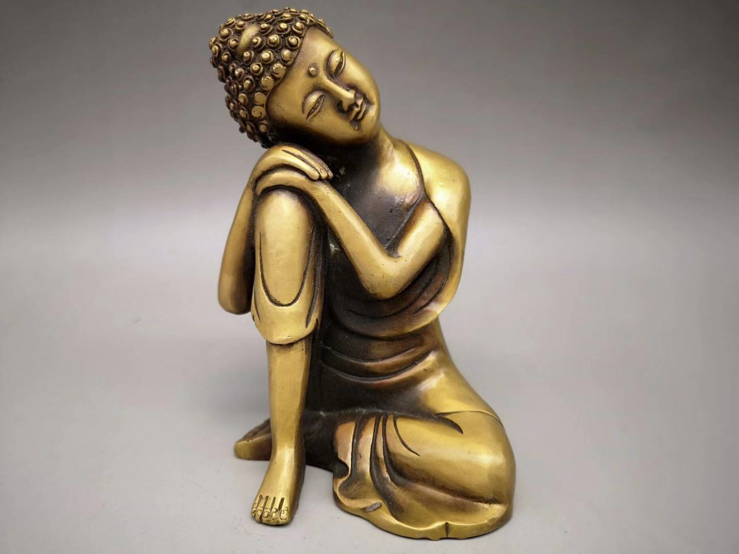 東南亞睡佛裝飾品禪意擺件新中式復古佛像佛頭客廳茶室家居裝飾品