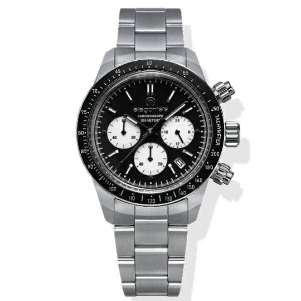 elegantsis 傑本尼氏 JT41QS 經典黑與白三眼計時男錶 ELJT41QS-VB01MA 錶徑41MM｜樂天全館特惠中★指定刷卡回饋10%