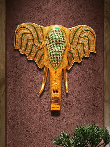 異麗大象頭壁掛東南亞墻飾大象掛件客廳背景墻墻面象頭墻壁裝飾品