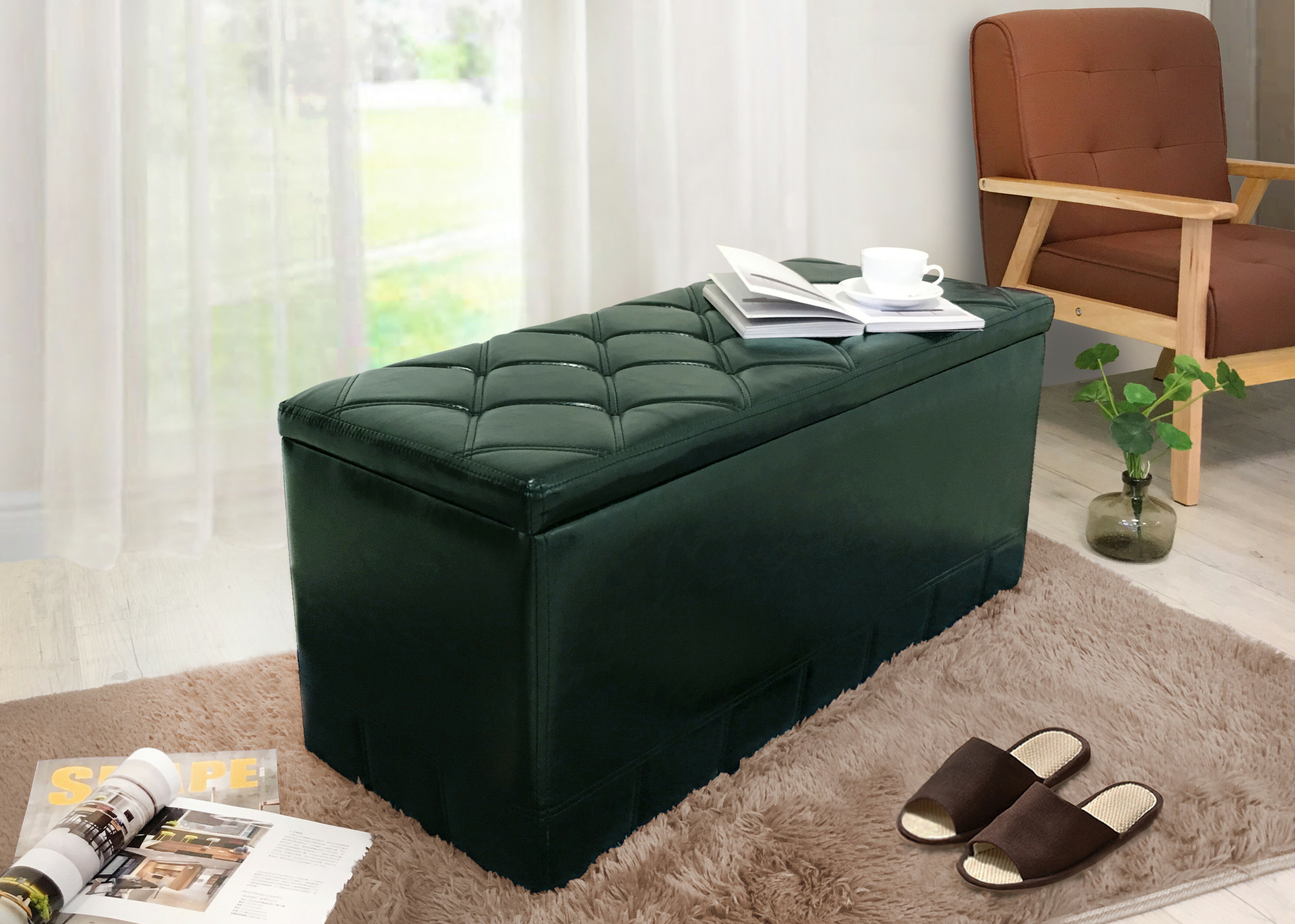 《菲爾》 綠色 床尾椅 床前椅 收納凳 收納椅 收納箱 雜物箱 置物箱 儲物箱 穿鞋凳 腳椅 玄關凳 【新生活家具】 0