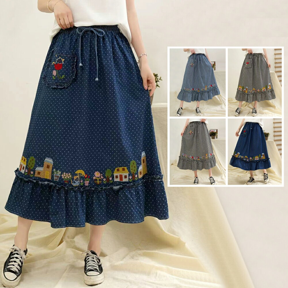 ＊ORead＊日系森女用寬鬆女牛仔A字裙(5色F碼)