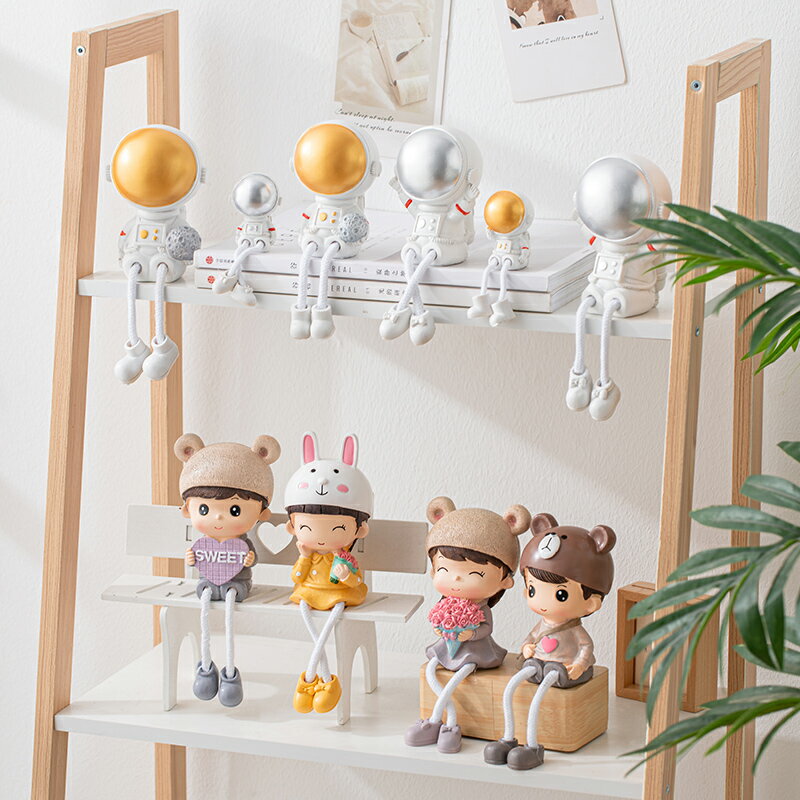 北歐創意吊腳娃娃可愛小擺件玩偶房間酒柜臥室家居墻面裝飾品擺設