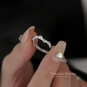S925銀纏繞戒指女小眾設計2021新款個性素圈輕奢高級感食指時尚銀