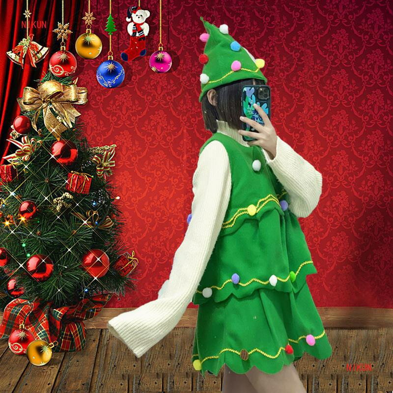 聖誕用品 公司貨 免運 開發票 兒童服裝聖誕樹服裝女裝聖誕節cos服飾女童衣服cosplay服童裝 快速出貨 交換禮物 聖誕禮品