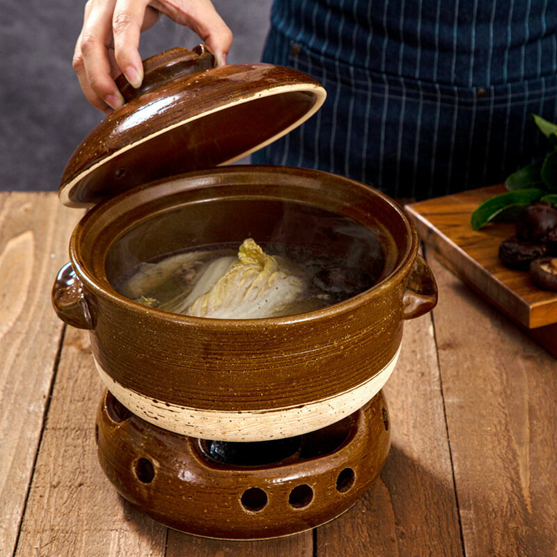 三分燒日本砂鍋固態酒精火鍋底座陶土煲湯家用陶瓷燉湯鍋砂鍋