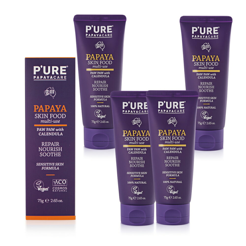 【澳洲 Pure Papayacare-即期品】木瓜軟膏含金盞花 2024年2月到期(4入組 75g/條)