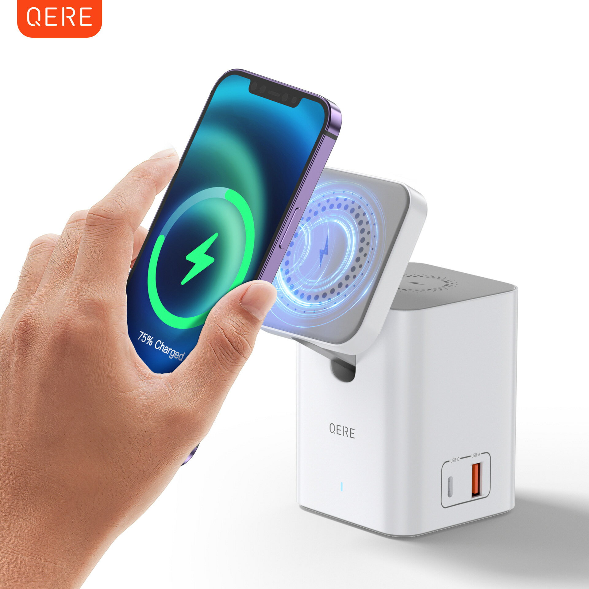 QERE 四合一無線充電器磁吸快充多功能充電底座手機折疊支架批發【尚宜家居】