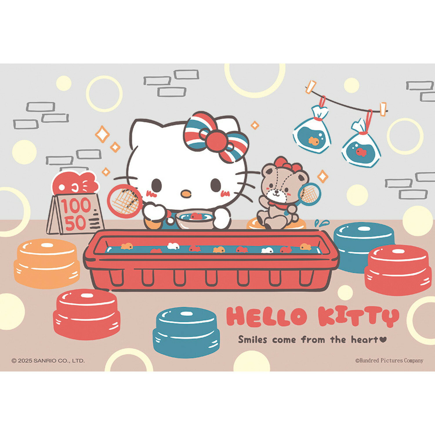 Hello Kitty商品-kitty玩具推薦百耘圖 -Hello Kitty 【在地系列】夜市撈魚魚 108片拼圖 HP0108-300。就在拼圖貓Hello Kitty商品-kitty玩具推薦Hello Kitty凱蒂貓周邊商品
