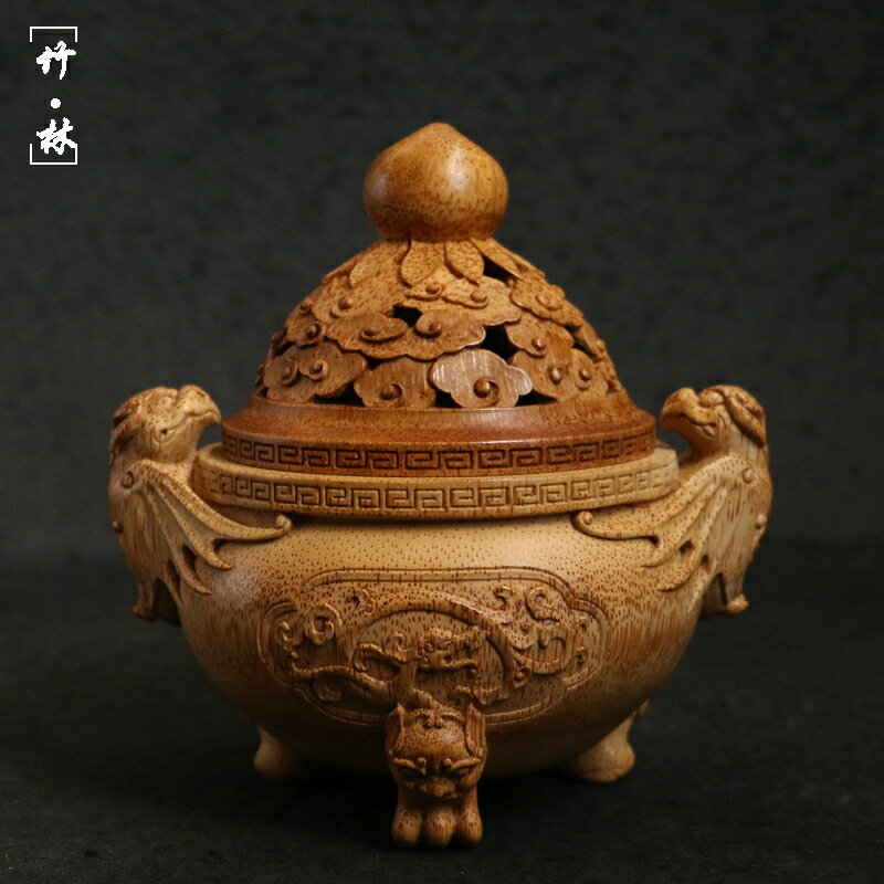 公司貨 免運可開票 精品名家張念超純手工精工滿雕老竹根蝙蝠大香爐香茶插竹雕香薰爐